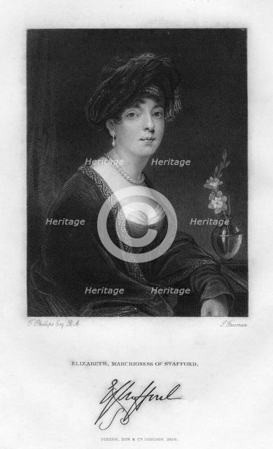 'Elizabeth, Marchioness of Stafford', 1829. Artist: Freeman
