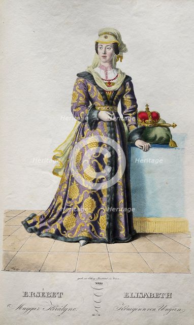 Elizabeth of Luxembourg (1409-1442), Queen of Bohemia, 1828. Artist: Kriehuber, Josef (1800-1876)