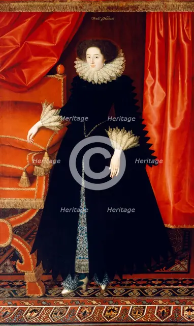 Elizabeth Bassett, Countess of Newcastle, c1615. Artist: William Larkin.