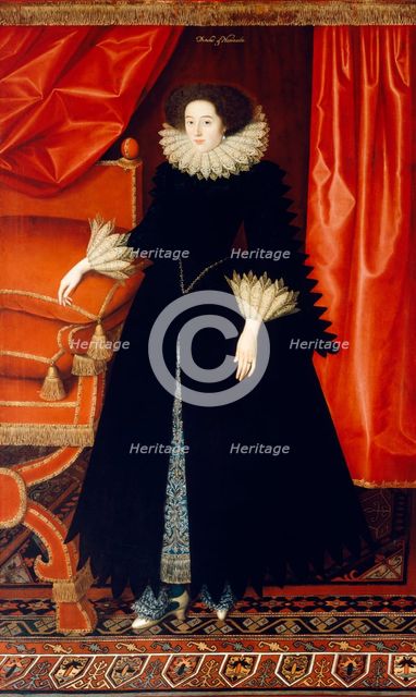 Elizabeth Bassett, Countess of Newcastle, c1615. Artist: William Larkin.