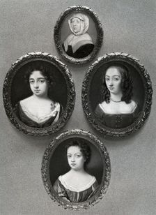 Elizabeth Cromwell, mother of Oliver Cromwell, and his daughters, Mary, Elizabeth and Bridget, 1899. Creator: Unknown