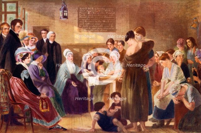 Elizabeth Fry (1780-1845) visiting Newgate Prison, 1926. Artist: Unknown