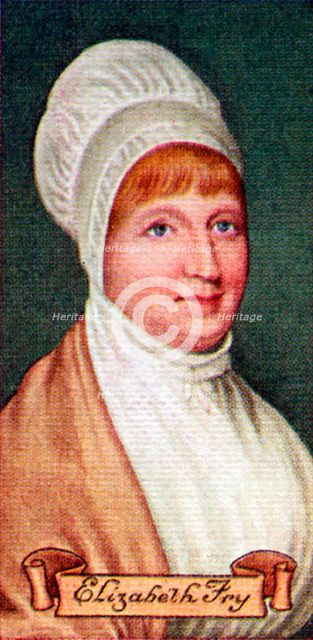 Elizabeth Fry, taken from a series of cigarette cards, 1935. Artist: Unknown