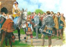 Elizabeth I being welcomed to Kenilworth Castle, 1570s, (c1990-2010) Artist: Ivan Lapper