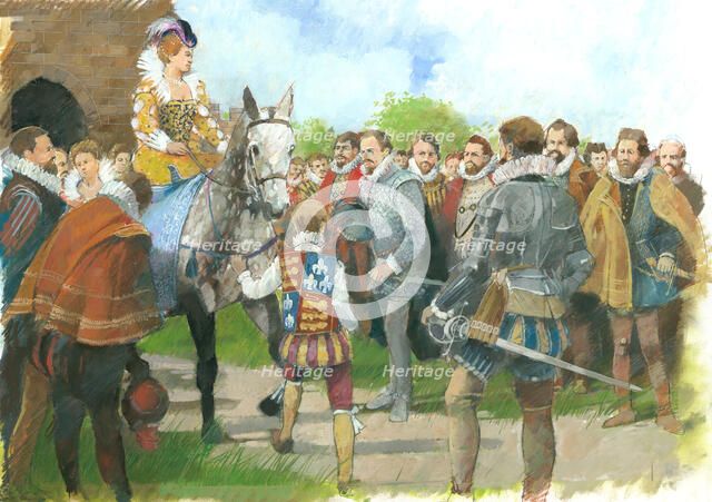 Elizabeth I being welcomed to Kenilworth Castle, 1570s, (c1990-2010) Artist: Ivan Lapper.