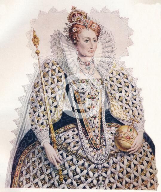 Elizabeth, Queen of England, Defeat of the Spanish Armada, 1588, (1902). Artist: Edmund Thomas Parris