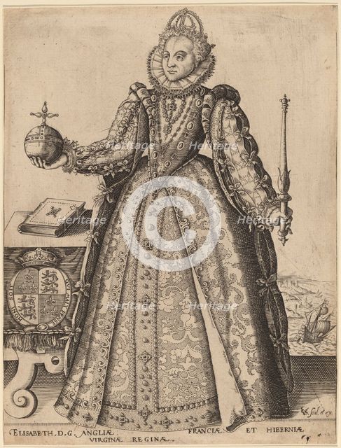 Elizabeth, Queen of Great Britain, published 1601. Creator: Christoffel van Sichem I.
