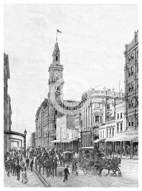 Elizabeth Street, Melbourne, Victoria, Australia, 1886.Artist: W Mollier