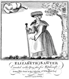 Elizabeth Sawyer, executed as a witch in England in 1621, 1794