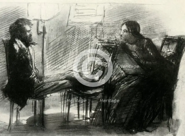 Elizabeth Siddal drawing Rossetti, 1853, (1947). Creator: Dante Gabriel Rossetti.
