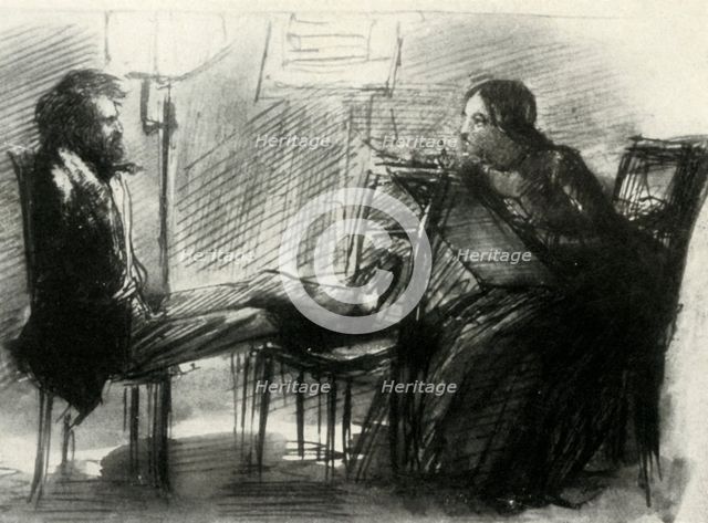 Elizabeth Siddal drawing Rossetti, 1853, (1947). Creator: Dante Gabriel Rossetti.