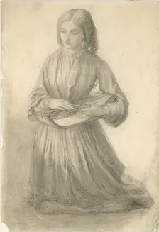 Elizabeth Siddal playing a Stringed Instrument, c1852. Artist: Dante Gabriel Rossetti