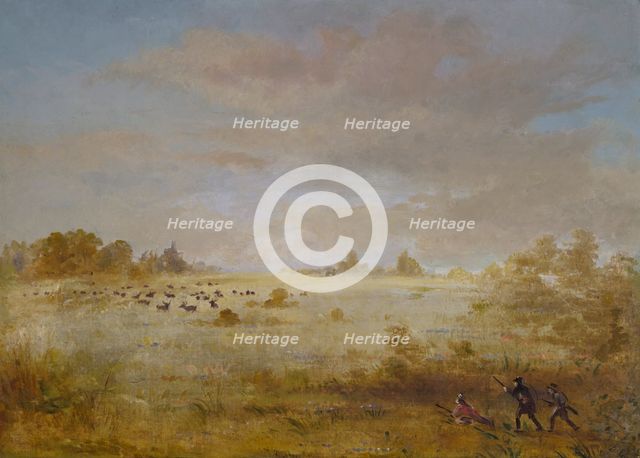 Elk Grazing on an Autumn Prairie, 1846-1848. Creator: George Catlin.