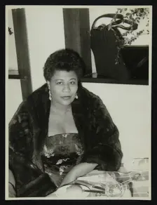 Ella Fitzgerald after a concert at Colston Hall, Bristol, 24 February 1955. Creator: Denis Williams