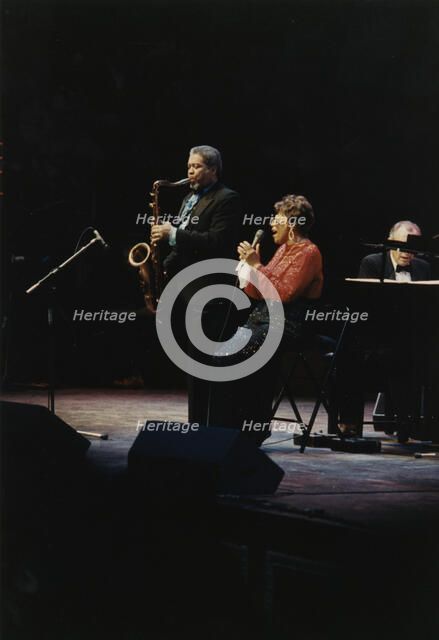 Ella Fitzgerald and Frank Foster, Royal Albert Hall, London, 1990. Creator: Brian Foskett.