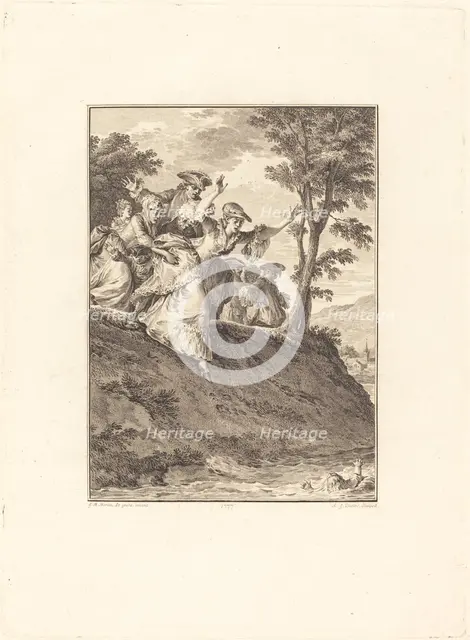 Elle s'élance après lui, 1777. Creator: Antoine Jean Duclos.