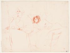 Elles: Woman Carrying a Tray, Mme. Baron and Mlle. Popo, 1896. Creator: Henri de Toulouse-Lautrec (French, 1864-1901)