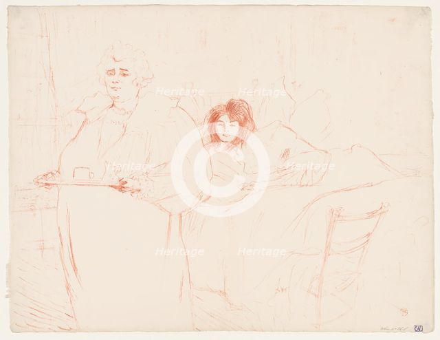 Elles: Woman Carrying a Tray, Mme. Baron and Mlle. Popo, 1896. Creator: Henri de Toulouse-Lautrec (French, 1864-1901).