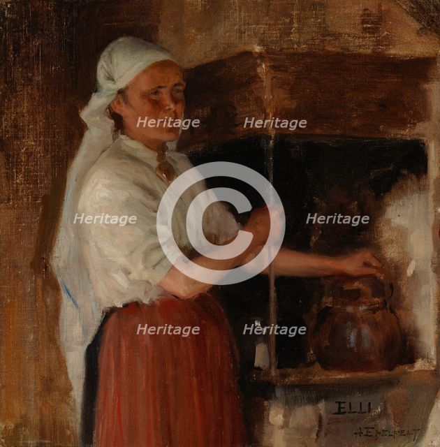 Elli Jäppinen at the Stove, study, 1887. Creator: Albert Edelfelt.