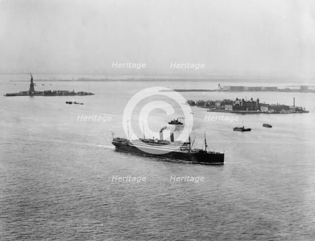 Ellis Island and Harbor, New York, c.between 1900 and 1920. Creator: Unknown.