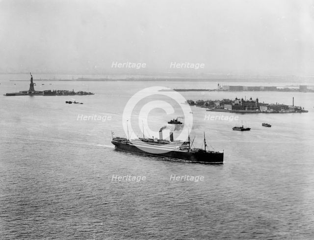 Ellis Island and Harbor, New York, c.between 1900 and 1920. Creator: Unknown.
