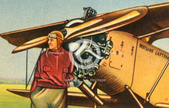 Elly Beinhorn with her plane, 1932. Creator: Unknown.