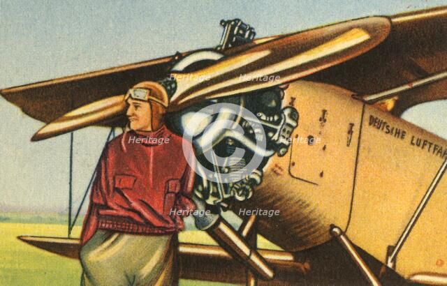 Elly Beinhorn with her plane, 1932. Creator: Unknown.