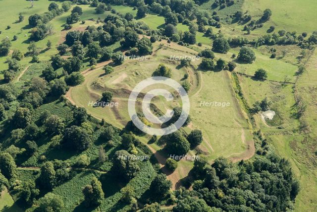 Elmley Castle, a medieval ringwork and bailey within two Iron Age hillforts, Worcestershire, 2016. Creator: Damian Grady.