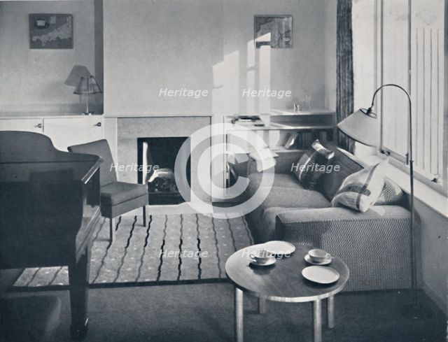 'Elsa Booth - Living room which was planned to accommodate a grand pianoforte', 1939. Artist: W. Dennis Moss.