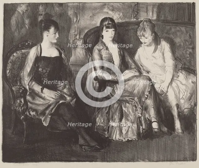 Elsie, Emma and Marjorie, second stone, 1921. Creator: George Wesley Bellows.