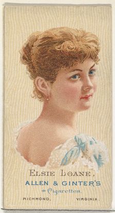 Elsie Loane, from World's Beauties, Series 2 (N27) for Allen & Ginter Cigarettes, 1888., 1888. Creator: Allen & Ginter