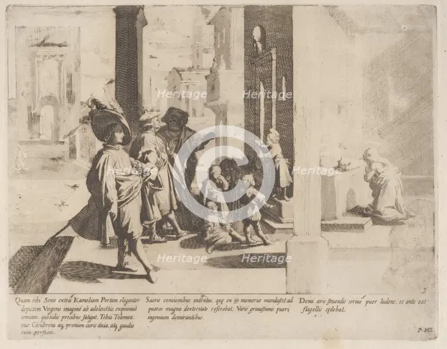 Episode 4: The Young Saint Bernardino preaches to a group of boys while important men a..., 1610-39. Creator: Bernardino Capitelli.