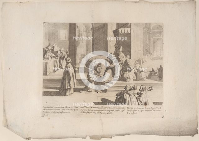 Episode 16: Saint Bernardino before Pope Martin V; Episode 17: An ecumenical council me..., 1610-39. Creator: Bernardino Capitelli.