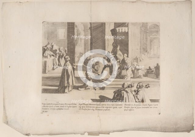 Episode 16: Saint Bernardino before Pope Martin V; Episode 17: An ecumenical council me..., 1610-39. Creator: Bernardino Capitelli.