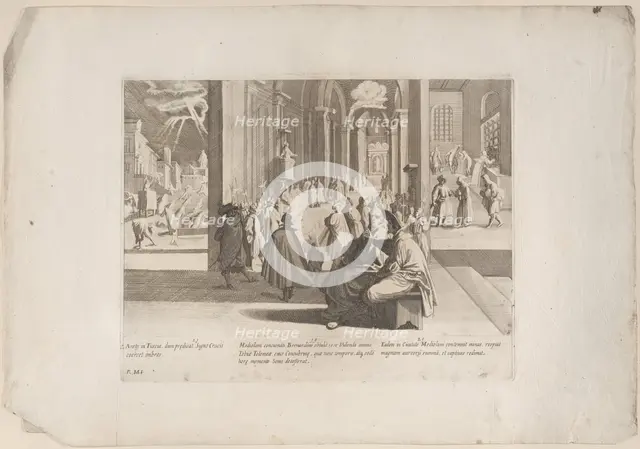 Episode 19: Saint Bernardino's cousin's soul appears to him at her death, while he is p..., 1610-39. Creator: Bernardino Capitelli.