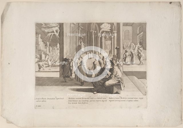 Episode 19: Saint Bernardino's cousin's soul appears to him at her death, while he is p..., 1610-39. Creator: Bernardino Capitelli.