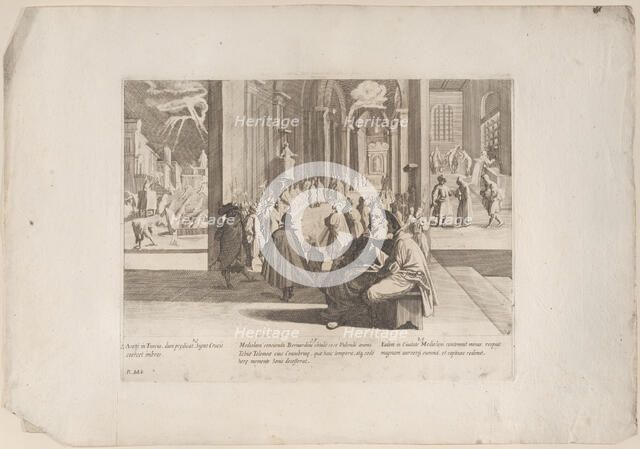 Episode 19: Saint Bernardino's cousin's soul appears to him at her death, while he is p..., 1610-39. Creator: Bernardino Capitelli.