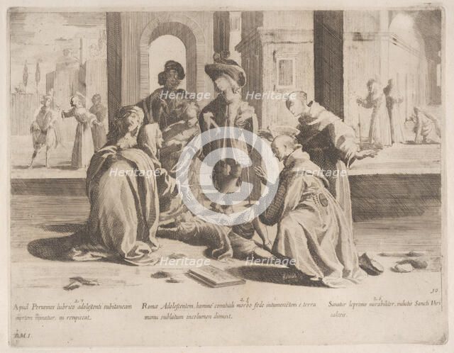 Episode 25: In Rome Saint Bernardino cures a diseased young man; Episode 26: Saint Bern..., 1610-39. Creator: Bernardino Capitelli.