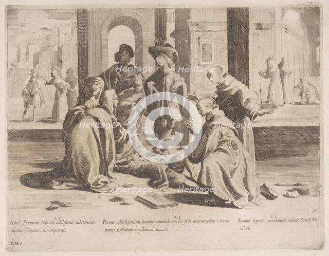Episode 25: In Rome Saint Bernardino cures a diseased young man; Episode 26: Saint Bern..., 1610-39. Creator: Bernardino Capitelli.