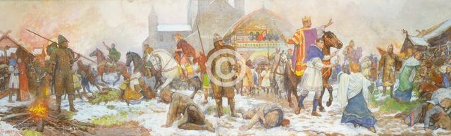 Episode at the coronation of William I, London, Christmas Day,1066, (early 20th century). Creator: Amedee Forestier.