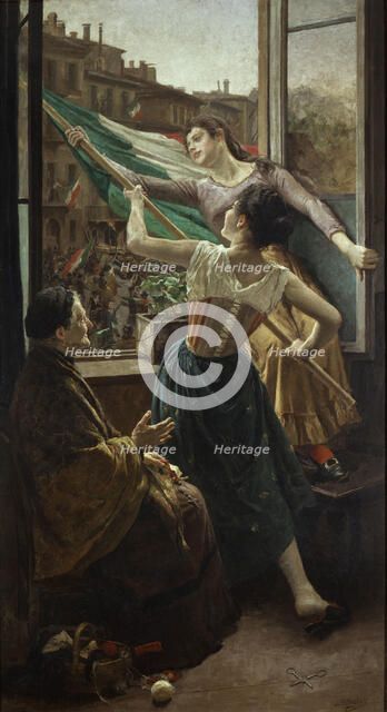 Episode of the Cinque Giornate di Milano in piazza Sant'Alessandro, 1890. Creator: Stragliati, Carlo (1869-1925).