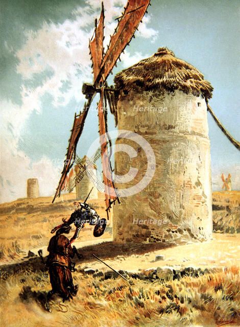 Episode of Don Quixote de la Mancha, 'Mills' with Don Quixote, Miguel de Cervantes character, pub…