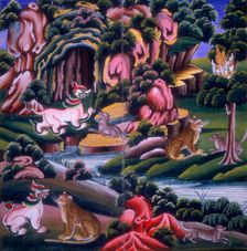 Episodes from the life of Buddha, Jataka tales, mid-19th century. Creator: Unknown