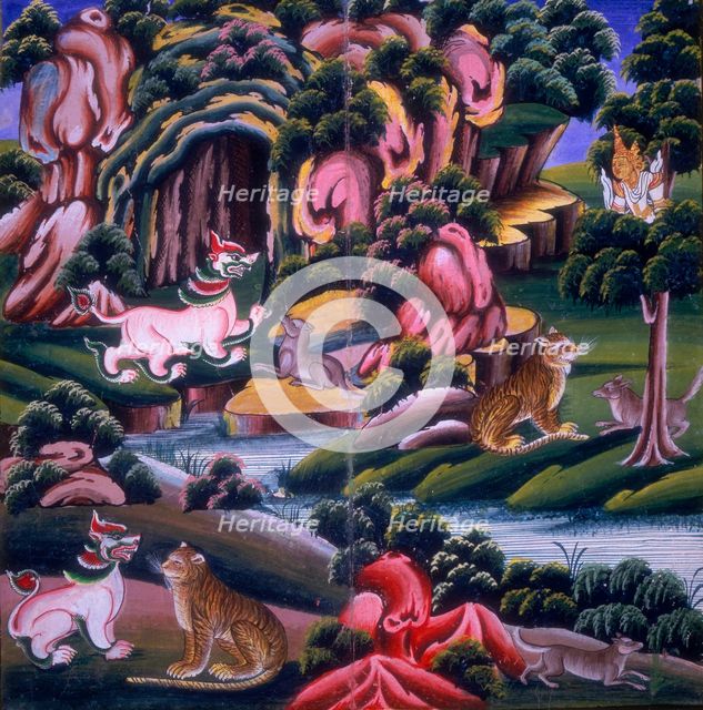 Episodes from the life of Buddha, Jataka tales, mid-19th century.   Creator: Unknown.