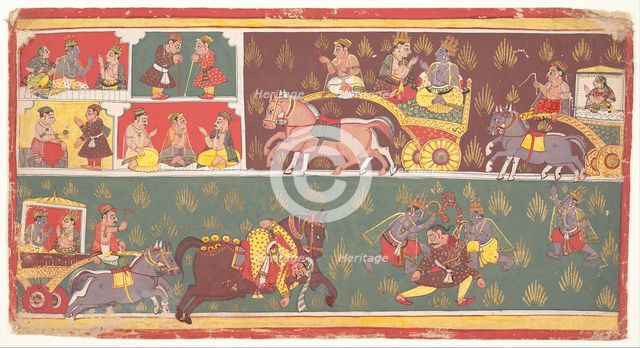 Episodes from Krishna's Life: Folio from a Bhagavata Purana (Ancient Stories of Lord Vishnu), c1700. Creator: Unknown.
