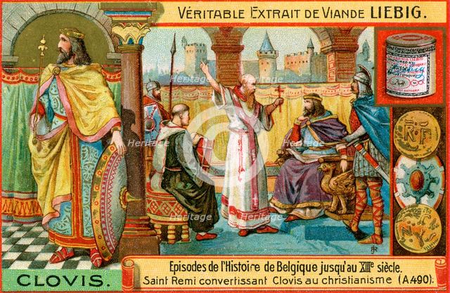 Episodes in the history of Belgium up until the 13th century: King Clovis I, (c1900). Artist: Unknown