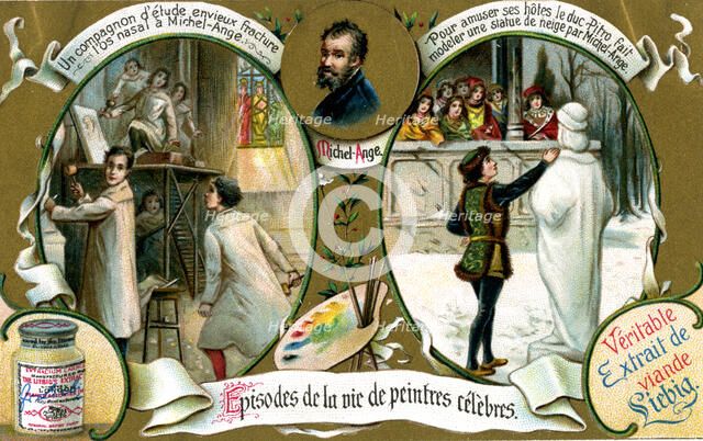Episodes of the Life of Famous Painters: Michelangelo, (c1900). Artist: Unknown