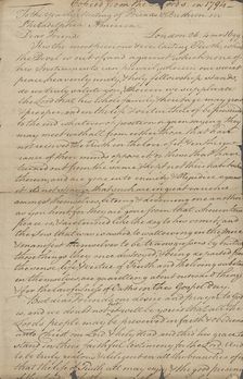 Epistle from the yearly meeting of Friends Brethren in Philadelphia, 1699. Creator: Unknown