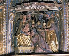 Epiphany detail of the main altar of the church of Santa Maria la Mayor. Altarpiece of Spanish …
