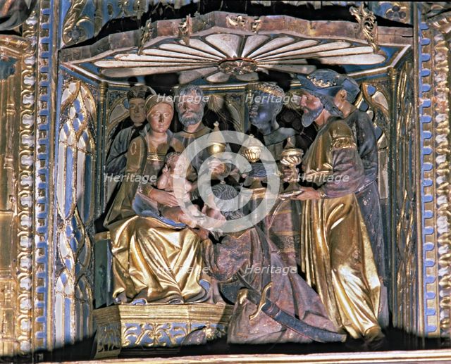 Epiphany', detail of the main altar of the church of Santa Maria la Mayor. Altarpiece of Spanish …
